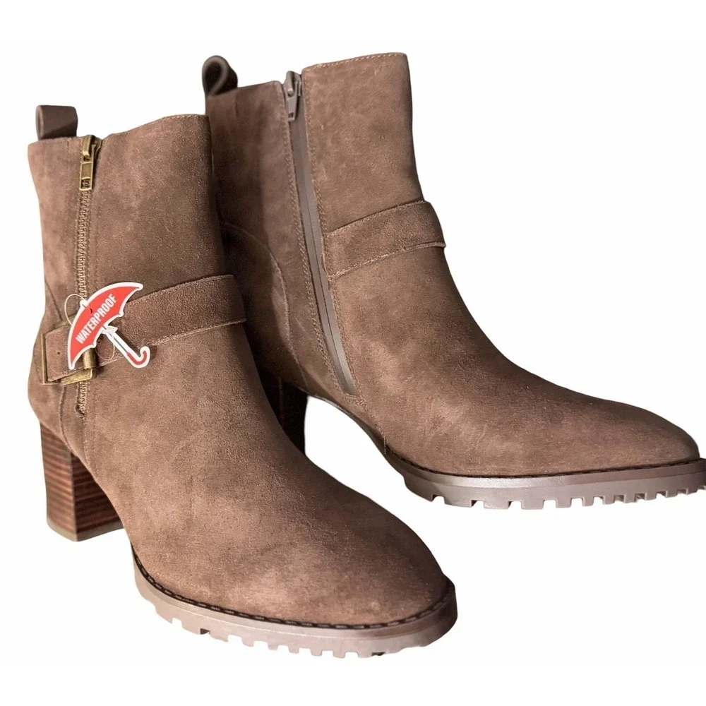 NEW Blondo Women's Talyn Java Suede Waterproof Ankle Boots Size 10M